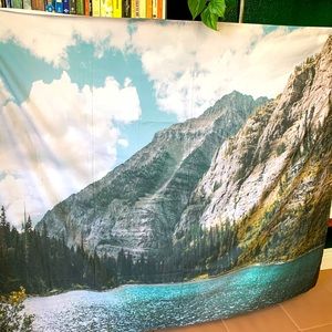 Society6 tapestry mountain scene and trees